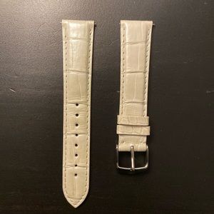 Michele 18MM Silver/White Genuine Alligator Strap
